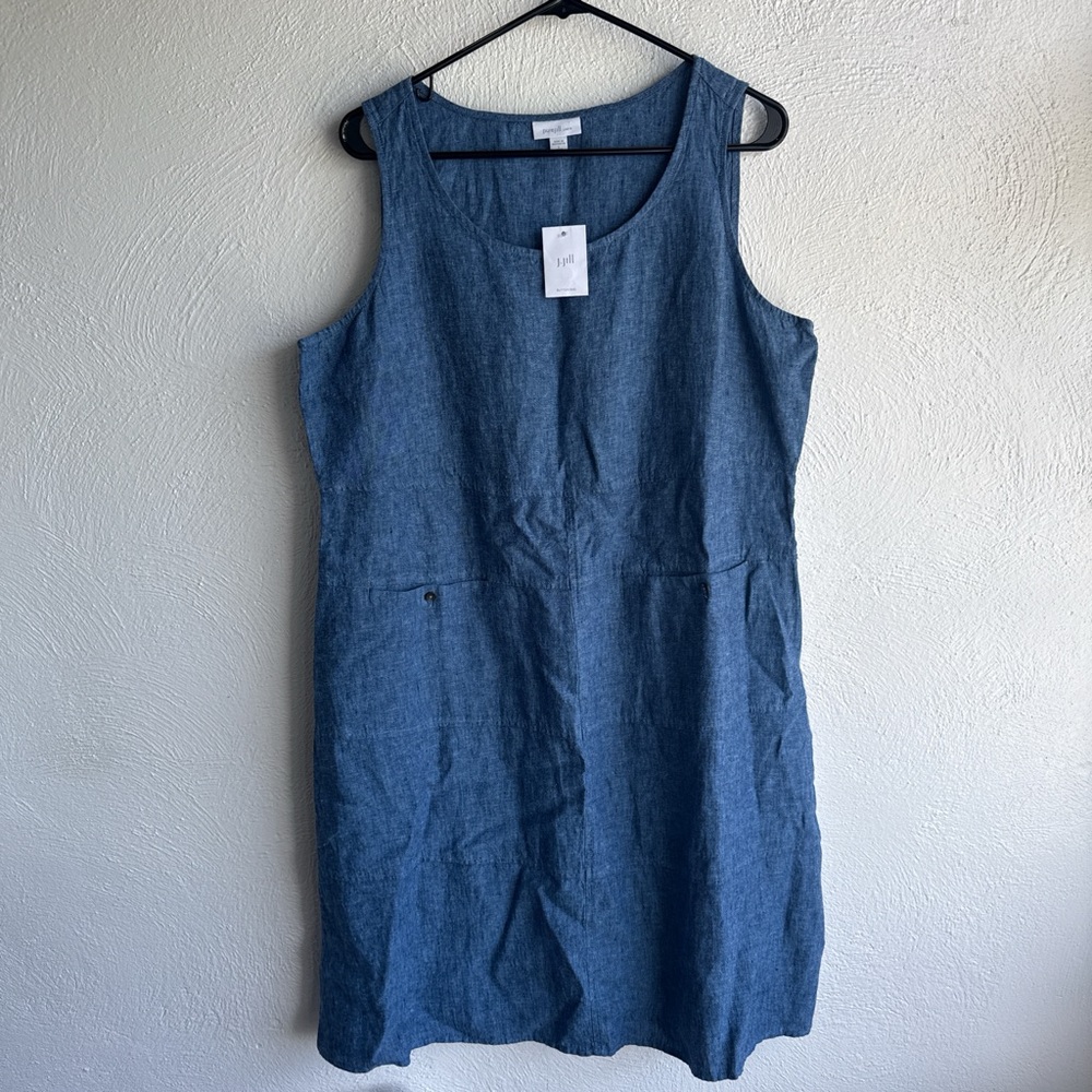 J. Jill Sleeveless Chambray Midi Dress in Denim Blue